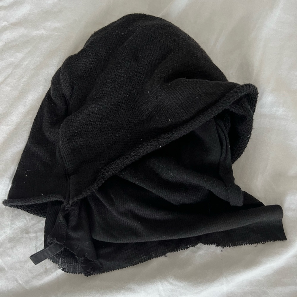 Silent black slouchy layered beanie